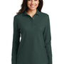Port Authority Womens Silk Touch Wrinkle Resistant Long Sleeve Polo Shirt - Dark Green