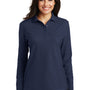 Port Authority Womens Silk Touch Wrinkle Resistant Long Sleeve Polo Shirt - Navy Blue
