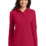Port Authority Womens Silk Touch Wrinkle Resistant Long Sleeve Polo Shirt - Red