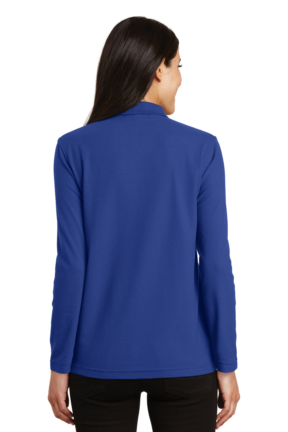Port Authority L500LS Womens Silk Touch Wrinkle Resistant Long Sleeve Polo Shirt Royal Blue Back