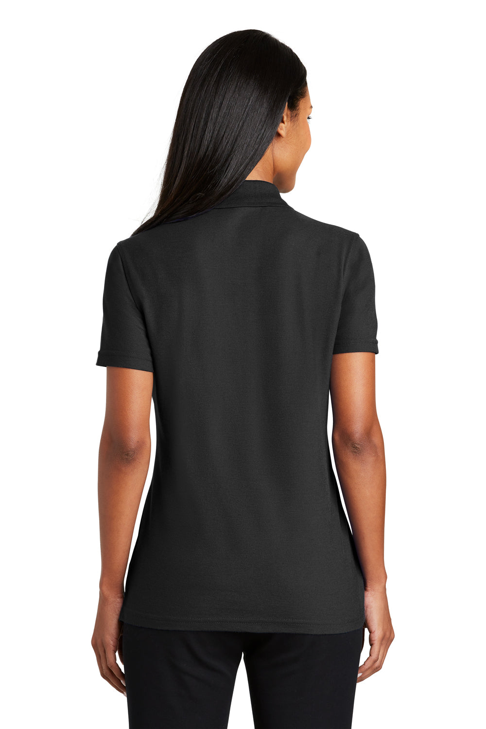 Port Authority L510 Womens Moisture Wicking Short Sleeve Polo Shirt Black Back
