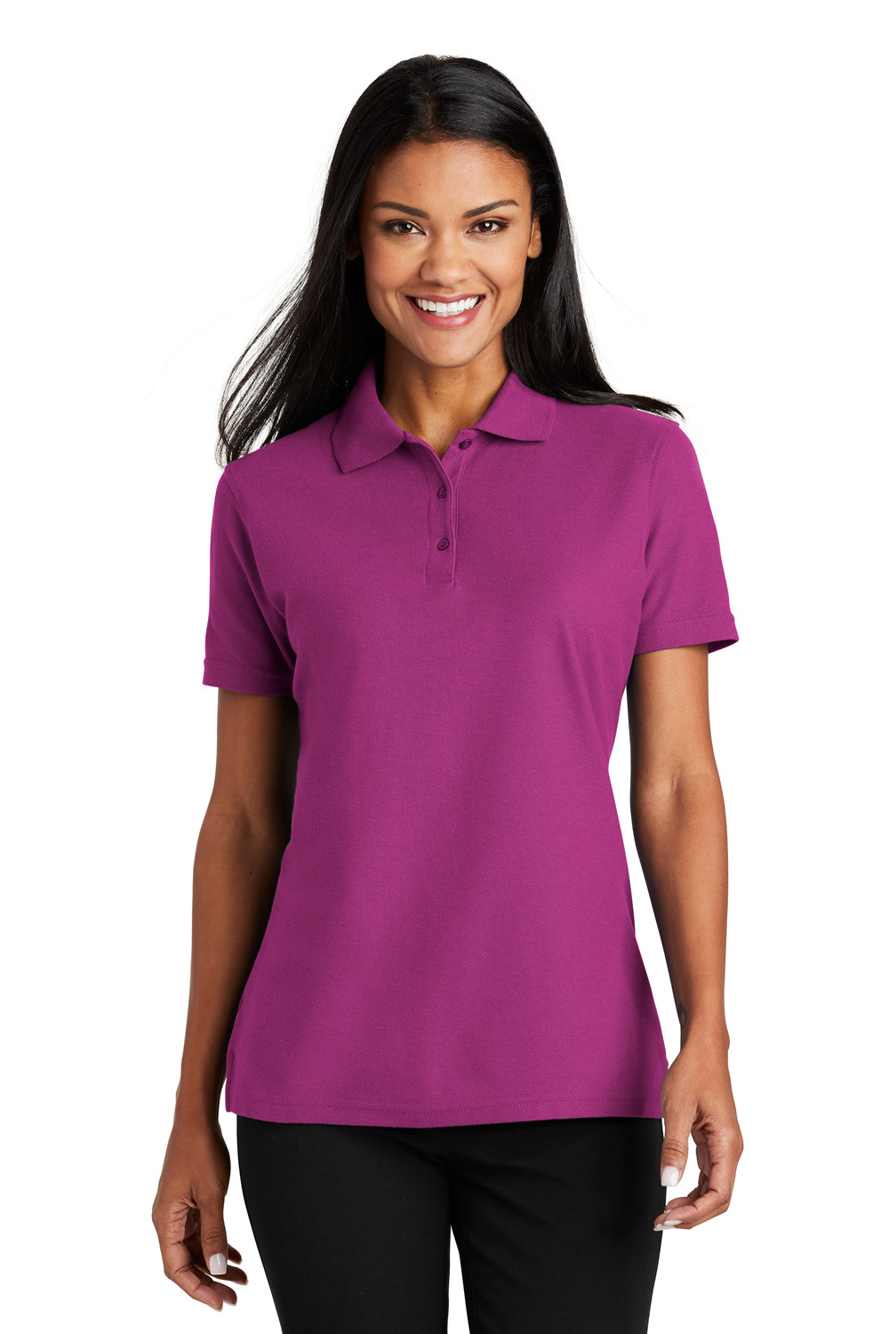 Port Authority L510 Womens Moisture Wicking Short Sleeve Polo Shirt Boysenberry Pink Front