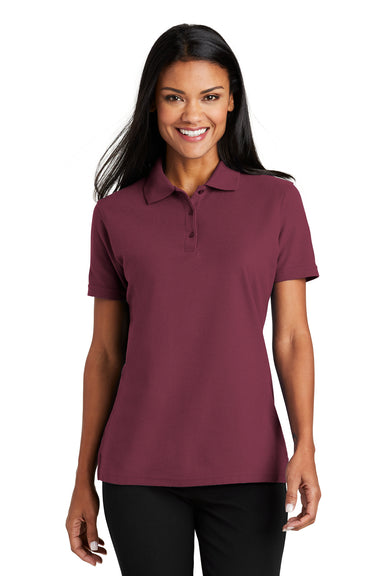 Port Authority L510 Womens Moisture Wicking Short Sleeve Polo Shirt Burgundy Front