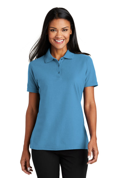 Port Authority L510 Womens Moisture Wicking Short Sleeve Polo Shirt Celadon Blue Front