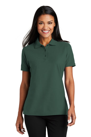 Port Authority L510 Womens Moisture Wicking Short Sleeve Polo Shirt Dark Green Front