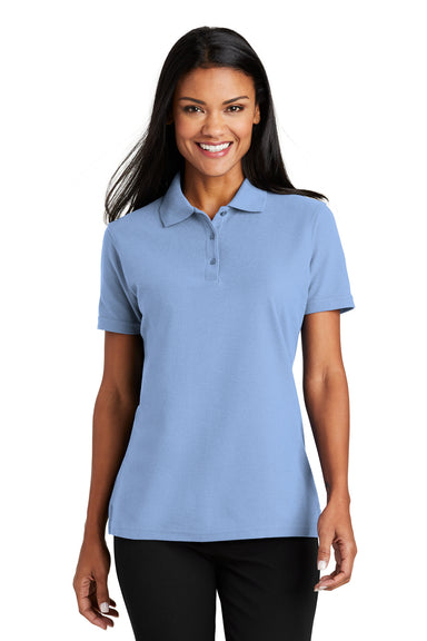 Port Authority L510 Womens Moisture Wicking Short Sleeve Polo Shirt Light Blue Front