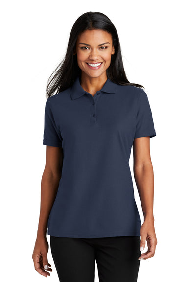 Port Authority L510 Womens Moisture Wicking Short Sleeve Polo Shirt Navy Blue Front