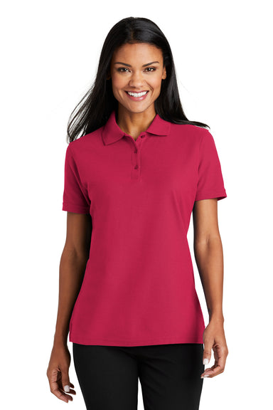 Port Authority L510 Womens Moisture Wicking Short Sleeve Polo Shirt Red Front
