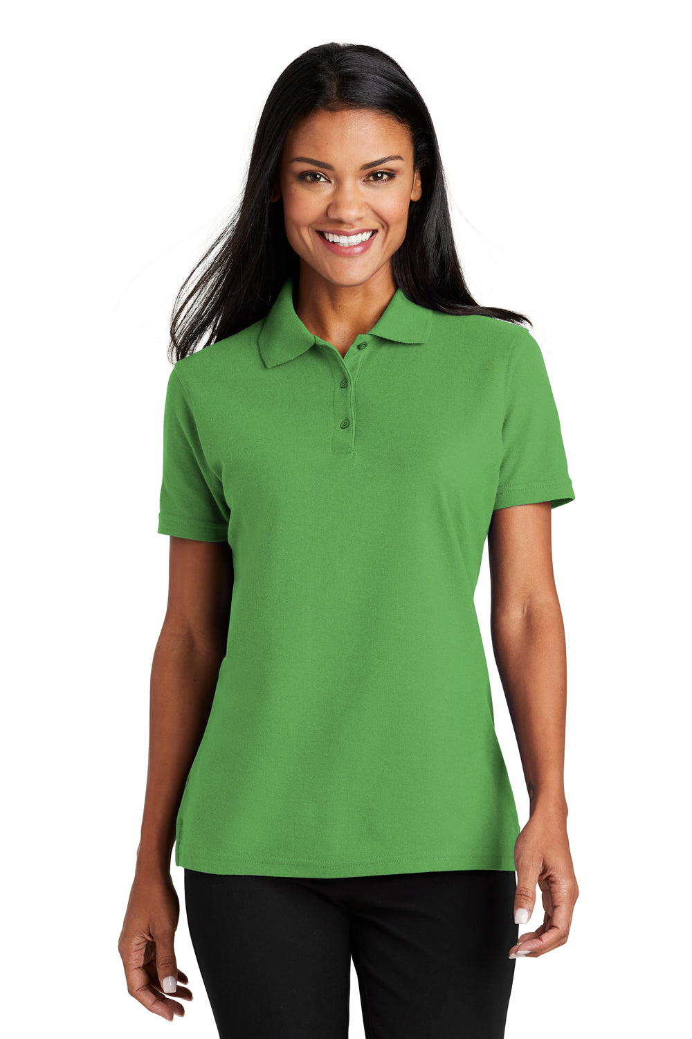 Port Authority L510 Womens Moisture Wicking Short Sleeve Polo Shirt Vine Green Front