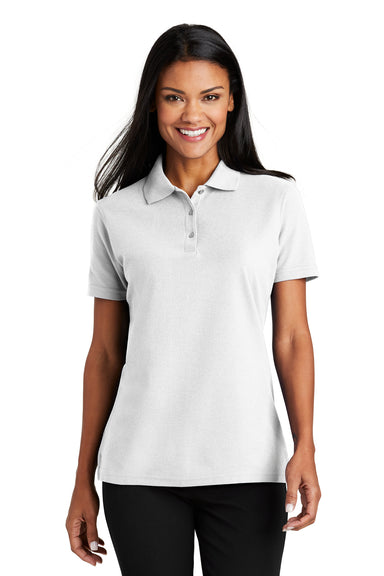 Port Authority L510 Womens Moisture Wicking Short Sleeve Polo Shirt White Front