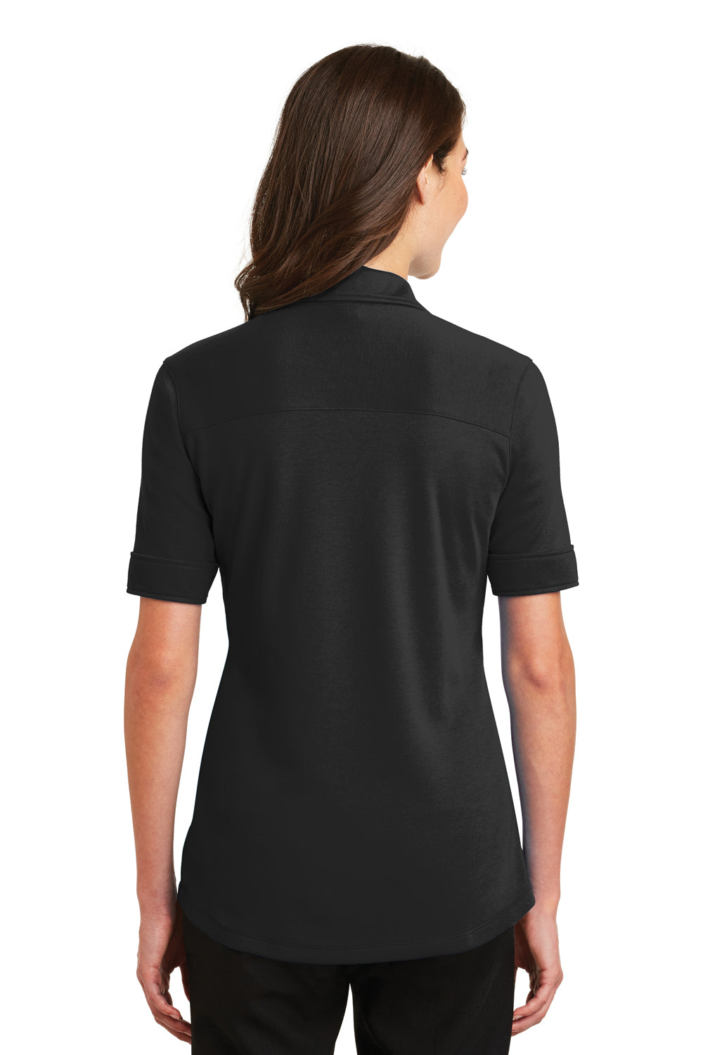 Port Authority L5200 Womens Silk Touch Performance Moisture Wicking Short Sleeve Polo Shirt Black Back