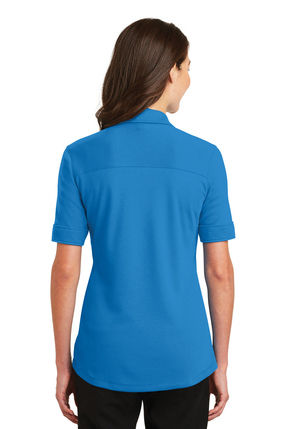 Port Authority L5200 Womens Silk Touch Performance Moisture Wicking Short Sleeve Polo Shirt Brilliant Blue Back