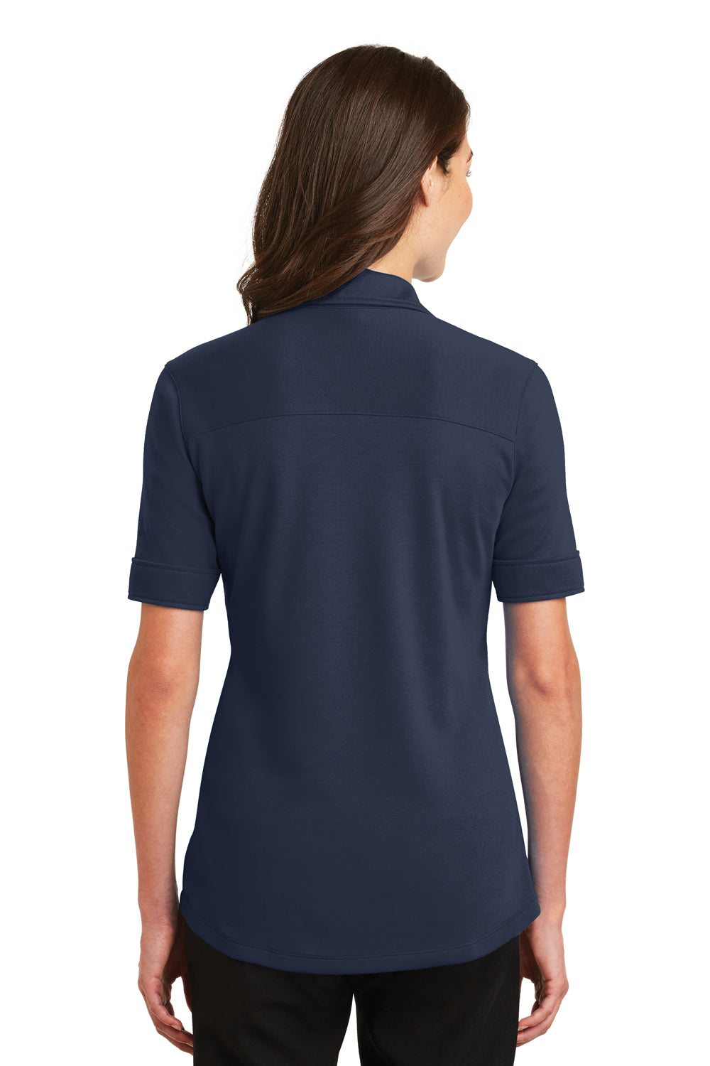 Port Authority L5200 Womens Silk Touch Performance Moisture Wicking Short Sleeve Polo Shirt Navy Blue Back