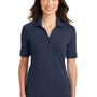 Port Authority Womens Silk Touch Performance Moisture Wicking Short Sleeve Polo Shirt - Navy Blue - Closeout
