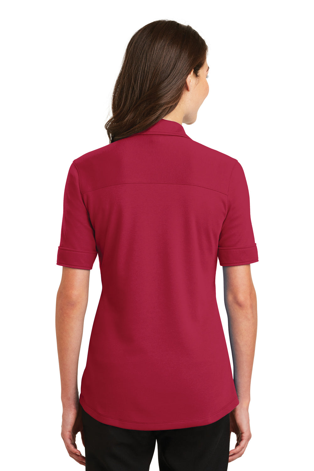 Port Authority L5200 Womens Silk Touch Performance Moisture Wicking Short Sleeve Polo Shirt Red Back