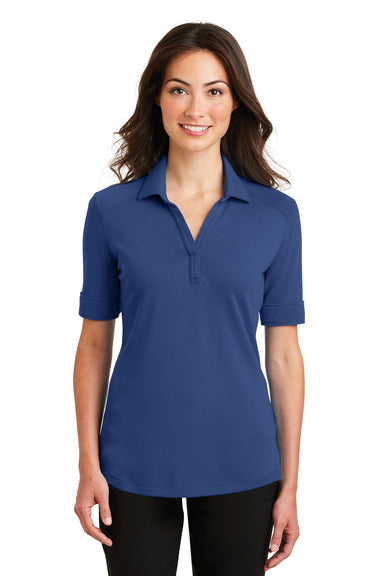 Port Authority L5200 Womens Silk Touch Performance Moisture Wicking Short Sleeve Polo Shirt Royal Blue Front
