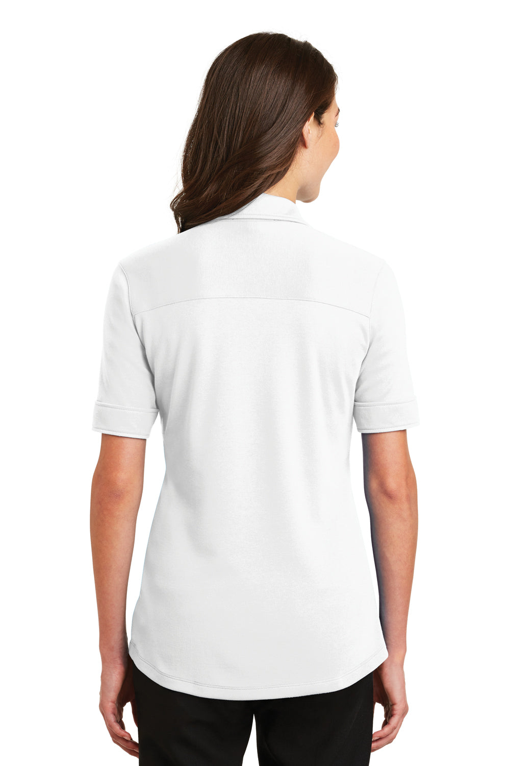 Port Authority L5200 Womens Silk Touch Performance Moisture Wicking Short Sleeve Polo Shirt White Back