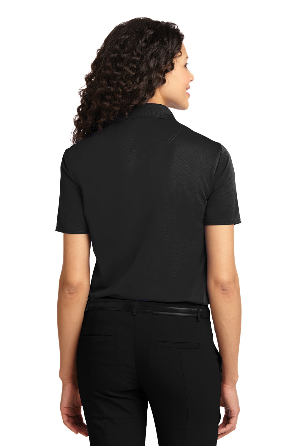 Port Authority L525 Womens Dry Zone Moisture Wicking Short Sleeve Polo Shirt Black Back