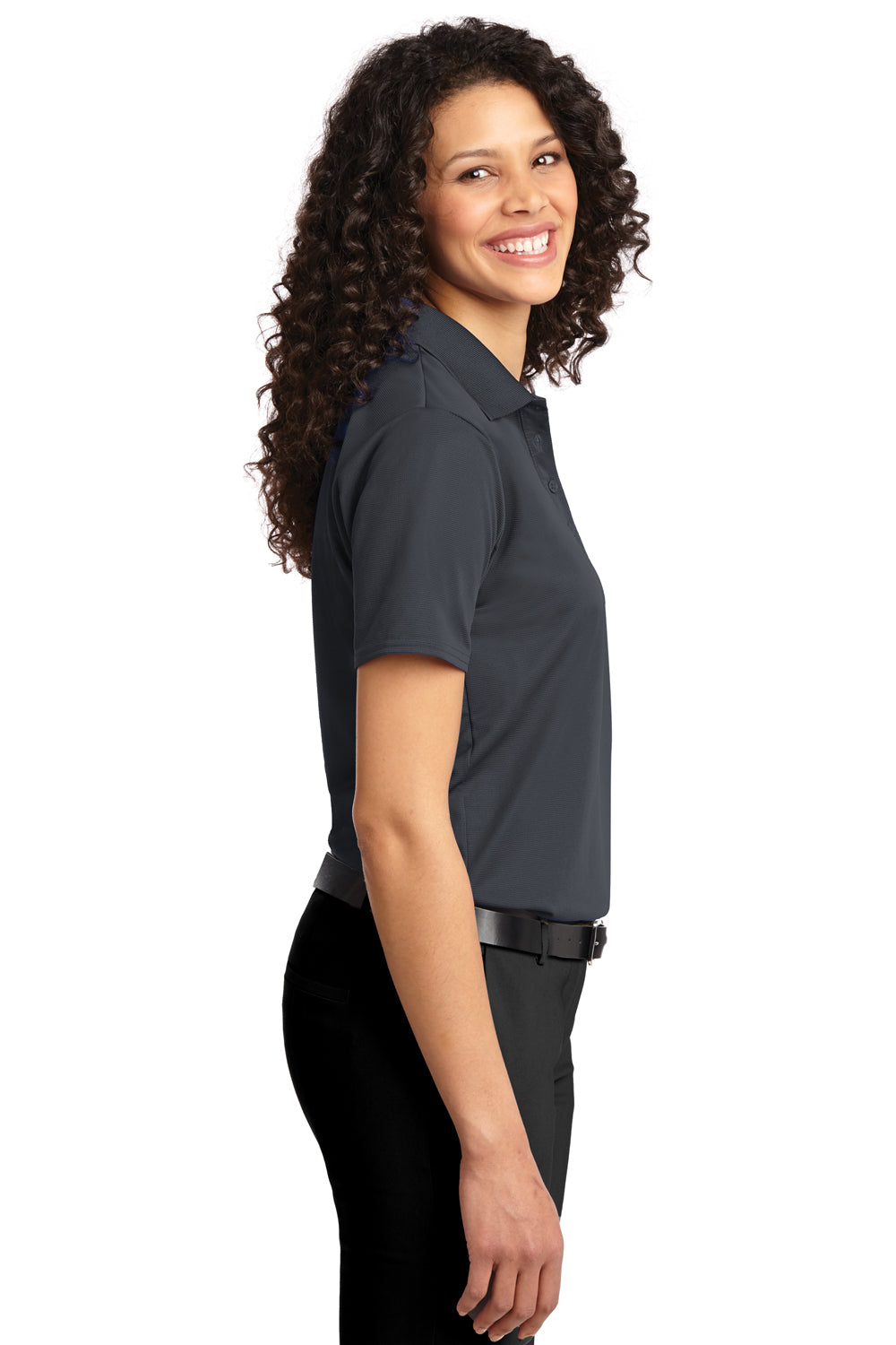 Port Authority L525 Womens Dry Zone Moisture Wicking Short Sleeve Polo Shirt Iron Grey Side