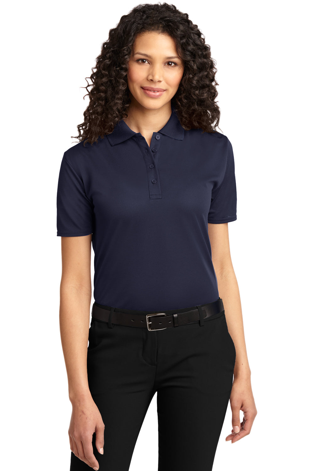 Port Authority L525 Womens Dry Zone Moisture Wicking Short Sleeve Polo Shirt Navy Blue Front