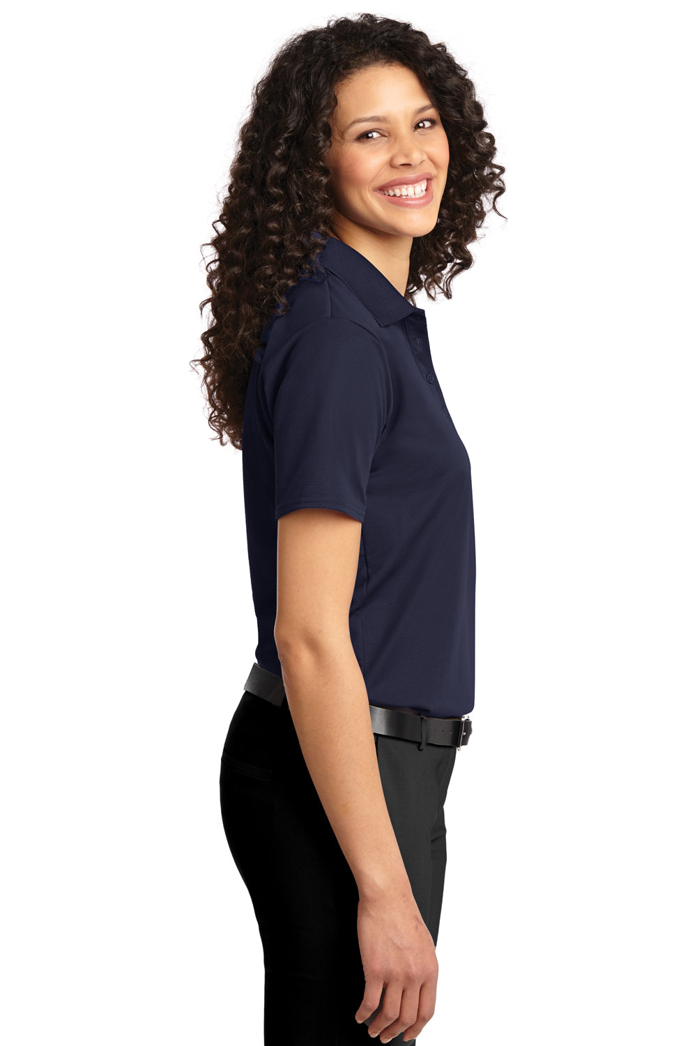 Port Authority L525 Womens Dry Zone Moisture Wicking Short Sleeve Polo Shirt Navy Blue Side