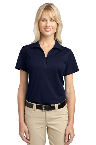 Port Authority L527 Womens Tech Moisture Wicking Short Sleeve Polo Shirt Navy Blue Front