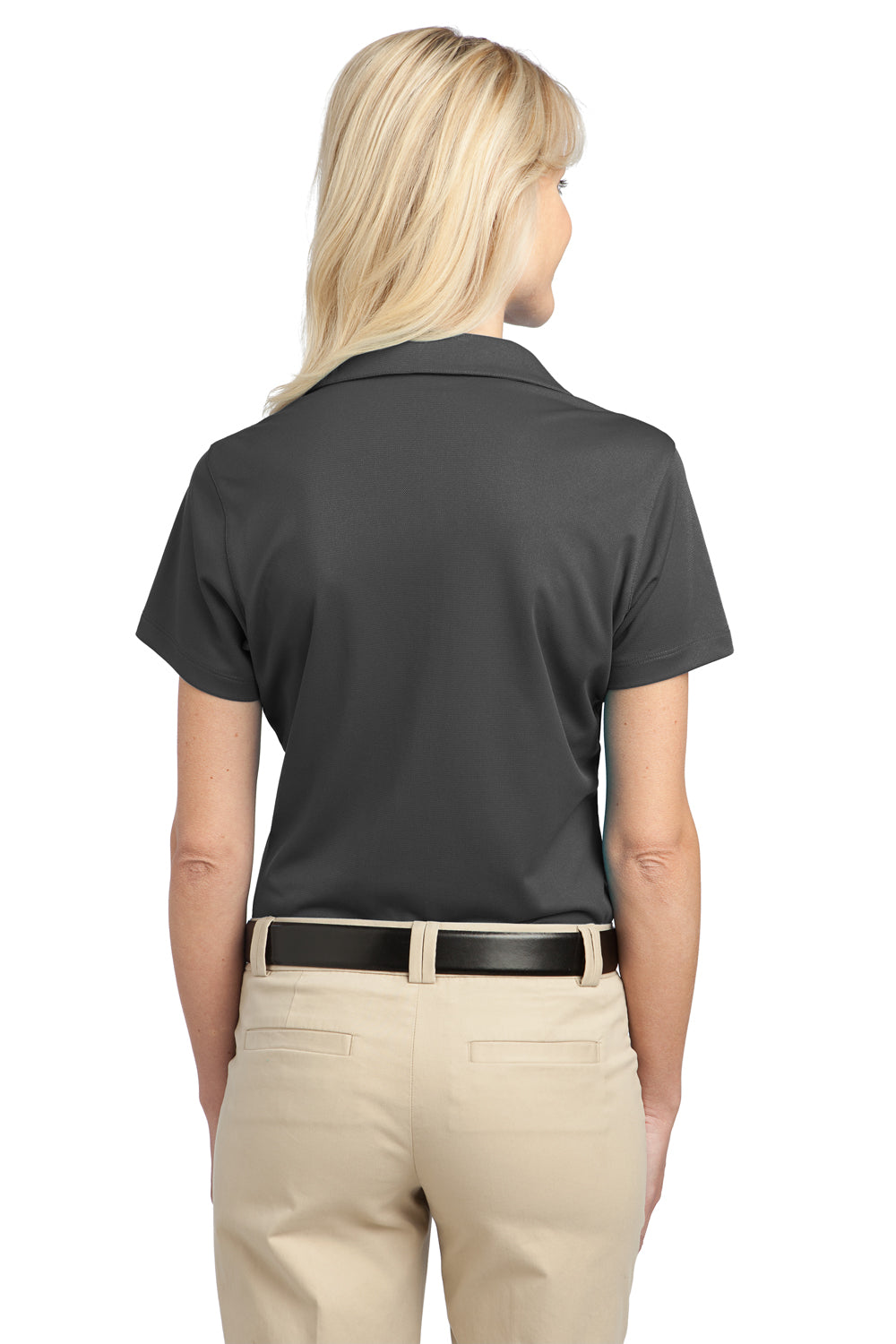 Port Authority L527 Womens Tech Moisture Wicking Short Sleeve Polo Shirt Smoke Grey Back