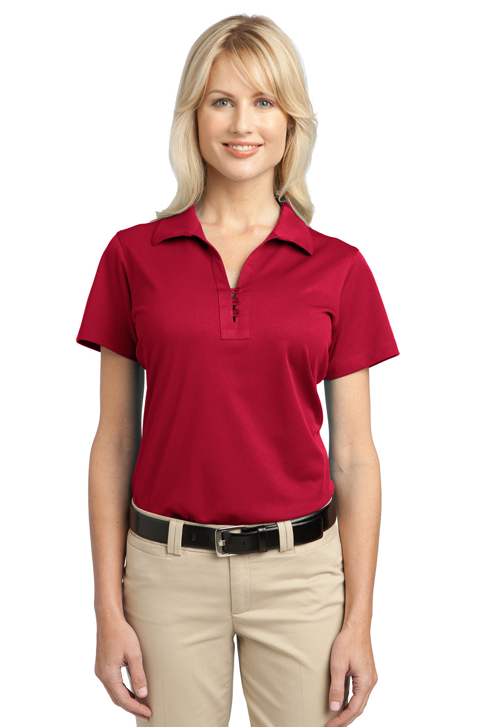 Port Authority L527 Womens Tech Moisture Wicking Short Sleeve Polo Shirt Red Front