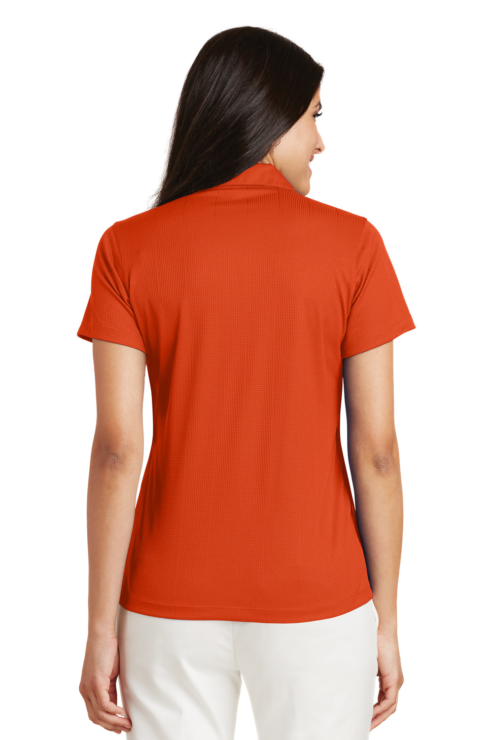 Port Authority L528 Womens Performance Moisture Wicking Short Sleeve Polo Shirt Autumn Orange Back