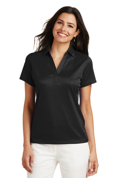 Port Authority L528 Womens Performance Moisture Wicking Short Sleeve Polo Shirt Black Front