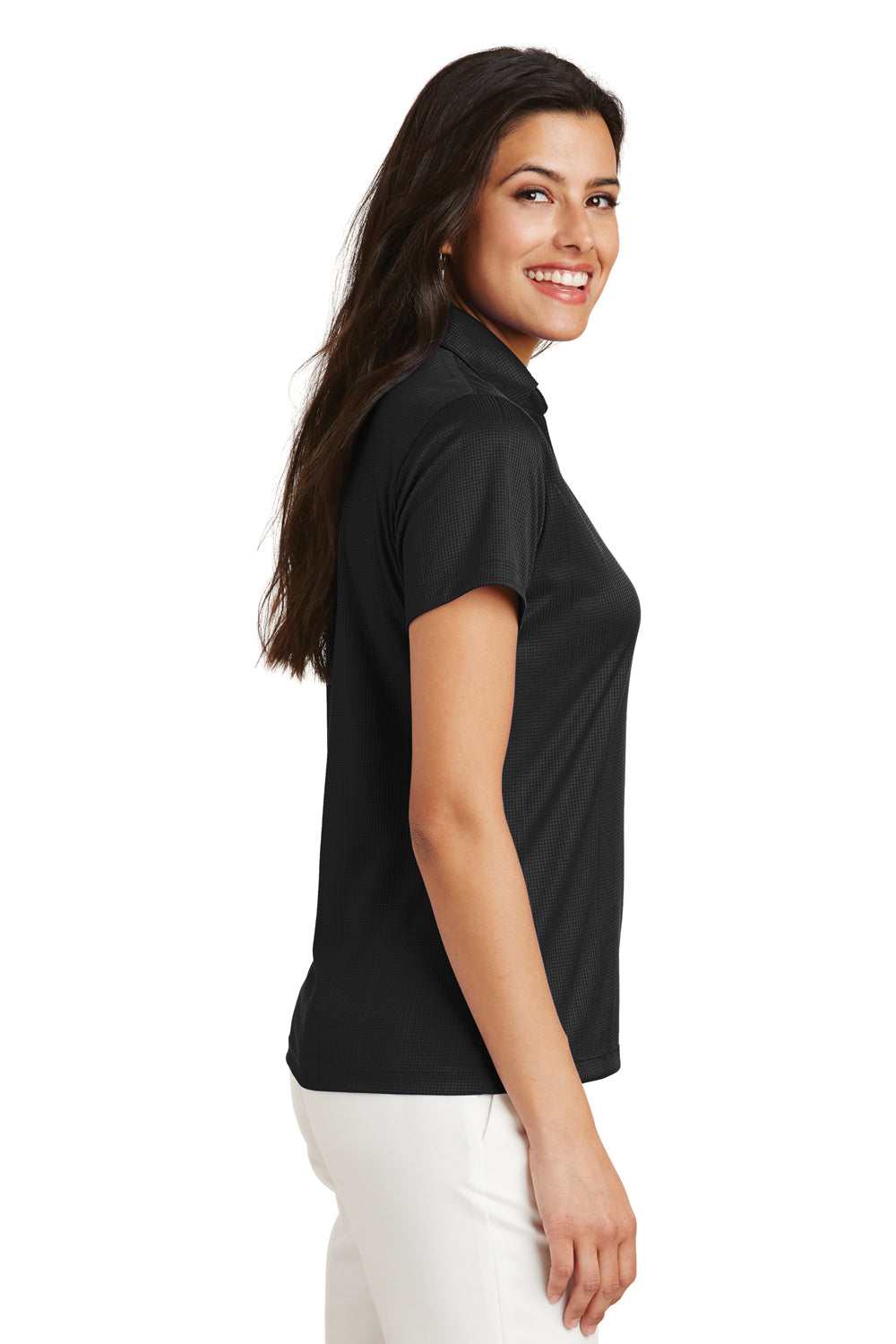 Port Authority L528 Womens Performance Moisture Wicking Short Sleeve Polo Shirt Black Side