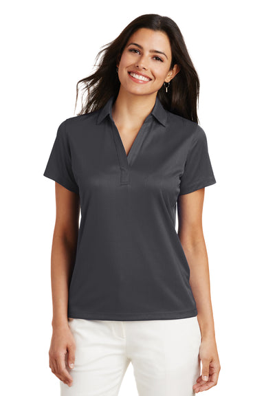 Port Authority L528 Womens Performance Moisture Wicking Short Sleeve Polo Shirt Smoke Grey Front