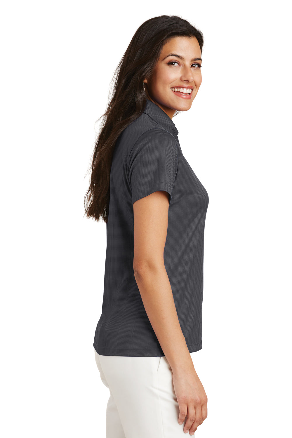 Port Authority L528 Womens Performance Moisture Wicking Short Sleeve Polo Shirt Smoke Grey Side