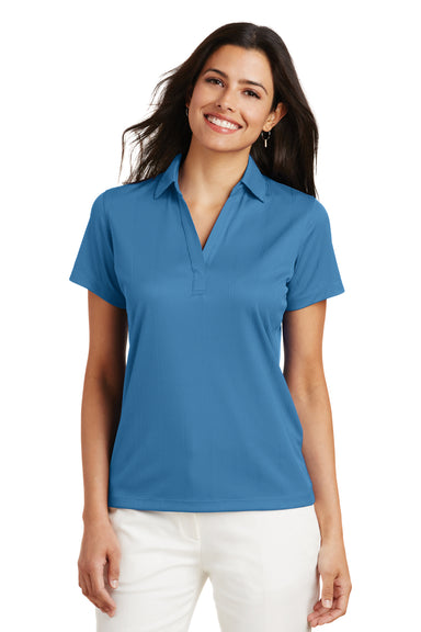 Port Authority L528 Womens Performance Moisture Wicking Short Sleeve Polo Shirt Ocean Blue Front