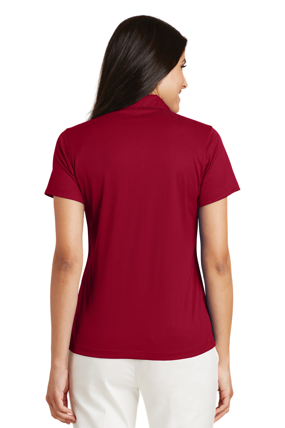 Port Authority L528 Womens Performance Moisture Wicking Short Sleeve Polo Shirt Red Back
