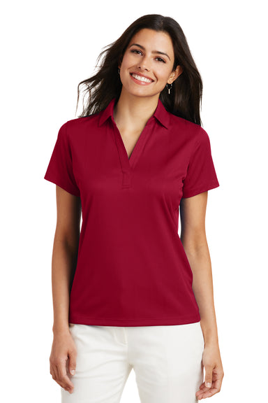 Port Authority L528 Womens Performance Moisture Wicking Short Sleeve Polo Shirt Red Front