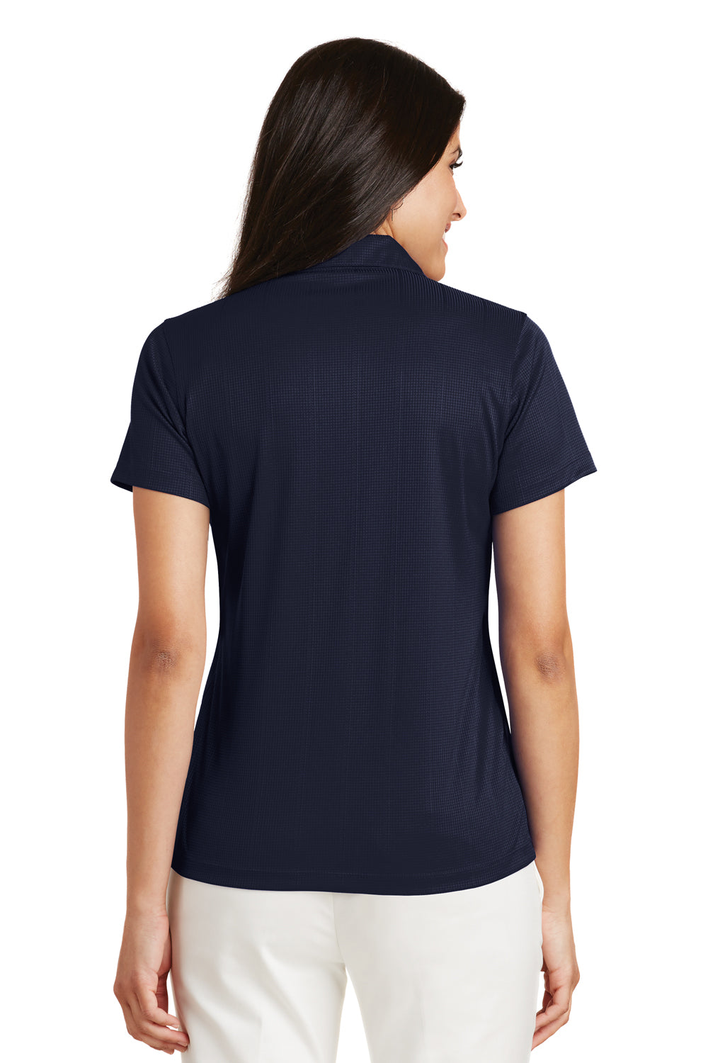Port Authority L528 Womens Performance Moisture Wicking Short Sleeve Polo Shirt Navy Blue Back