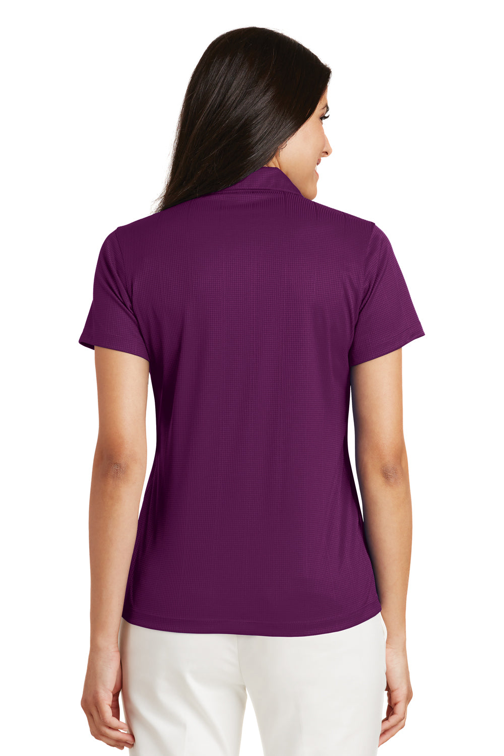 Port Authority L528 Womens Performance Moisture Wicking Short Sleeve Polo Shirt Violet Purple Back