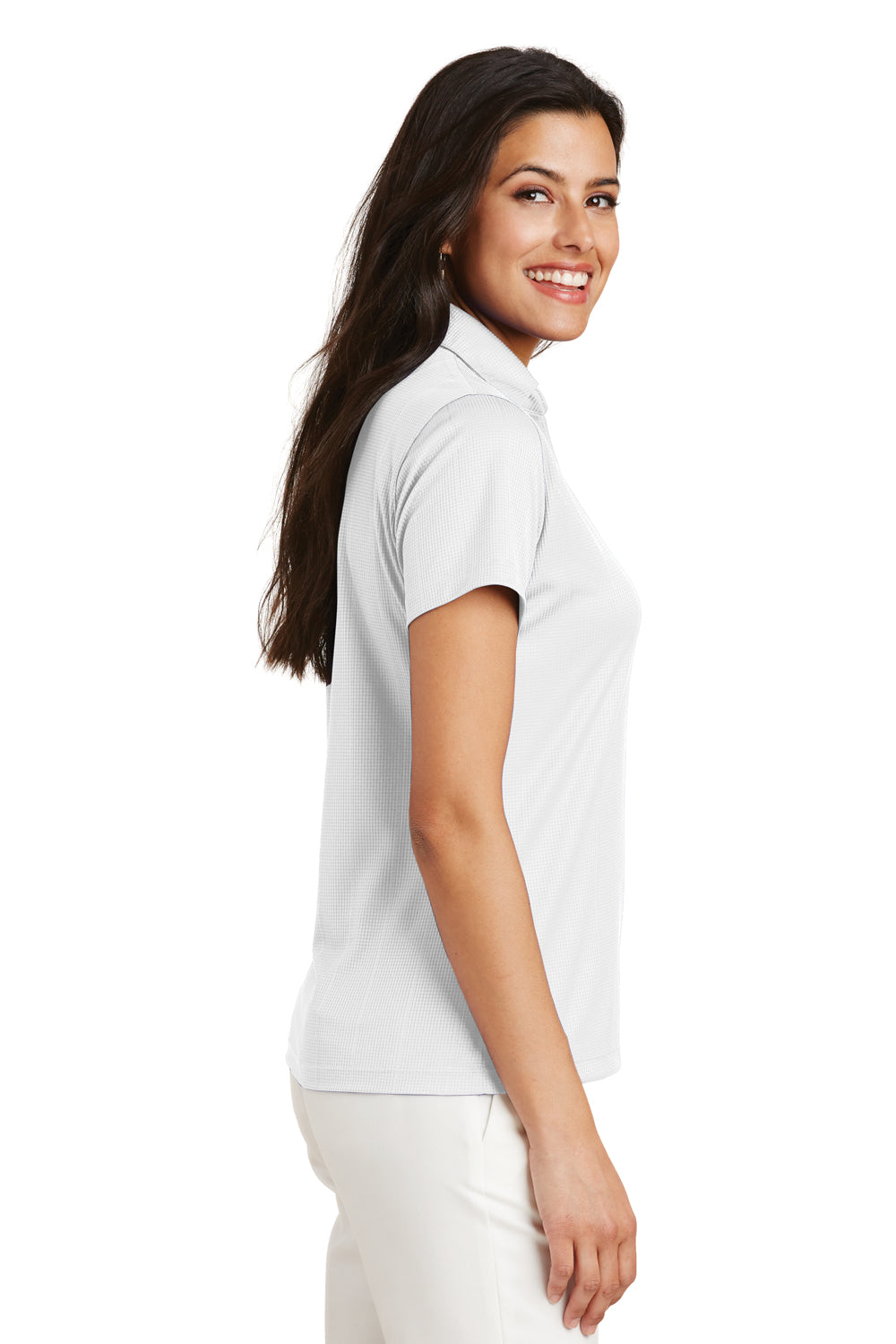 Port Authority L528 Womens Performance Moisture Wicking Short Sleeve Polo Shirt White Side