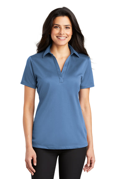 Port Authority L540 Womens Silk Touch Performance Moisture Wicking Short Sleeve Polo Shirt Carolina Blue Front