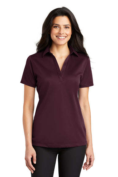Port Authority L540 Womens Silk Touch Performance Moisture Wicking Short Sleeve Polo Shirt Maroon Front
