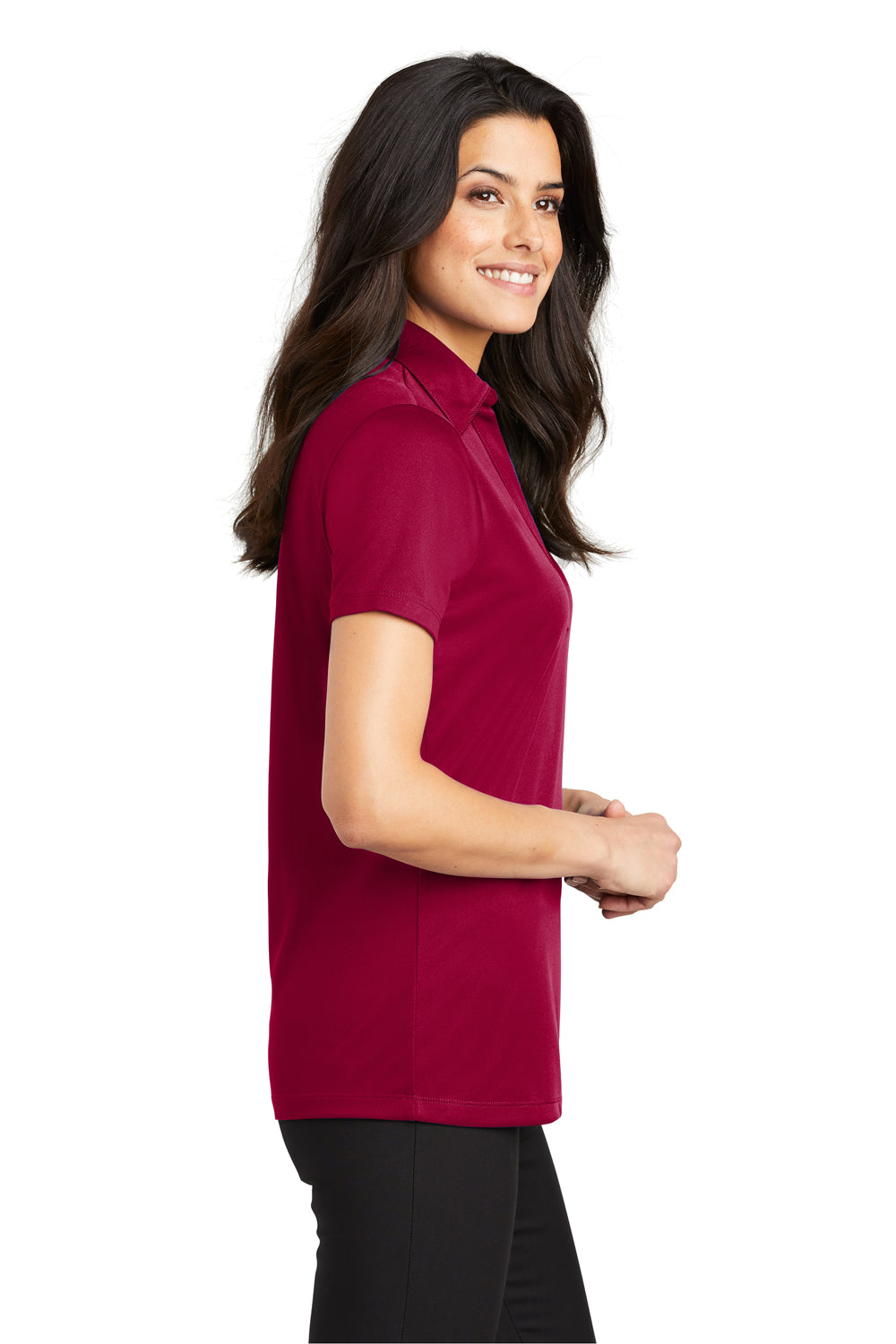 Port Authority L540 Womens Silk Touch Performance Moisture Wicking Short Sleeve Polo Shirt Red Side