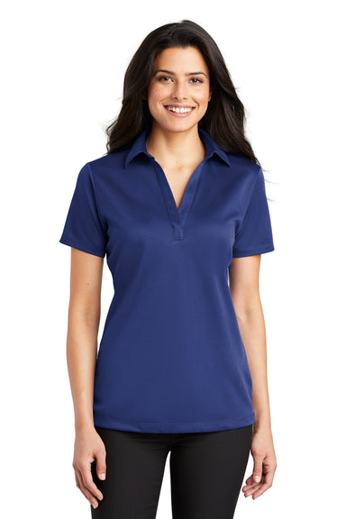Port Authority L540 Womens Silk Touch Performance Moisture Wicking Short Sleeve Polo Shirt Royal Blue Front