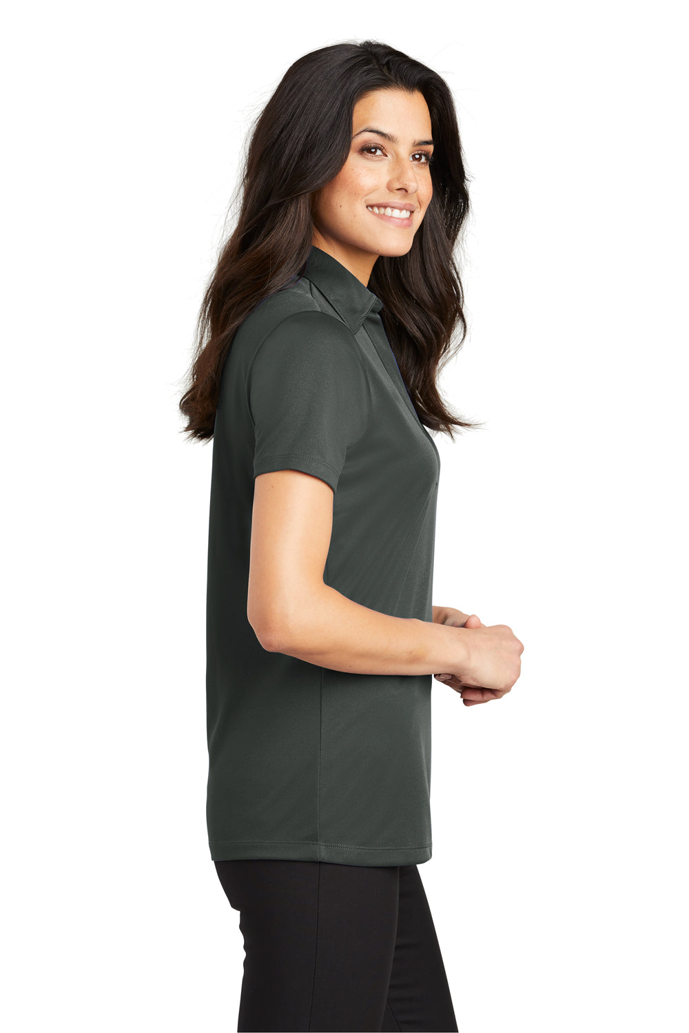 Port Authority L540 Womens Silk Touch Performance Moisture Wicking Short Sleeve Polo Shirt Steel Grey Side