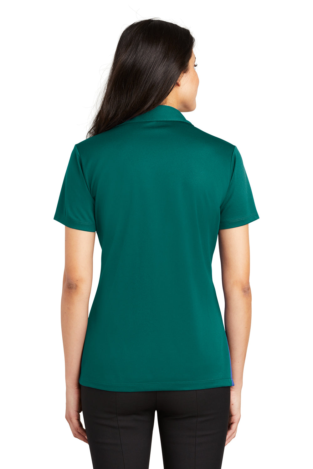 Port Authority L540 Womens Silk Touch Performance Moisture Wicking Short Sleeve Polo Shirt Teal Green Back