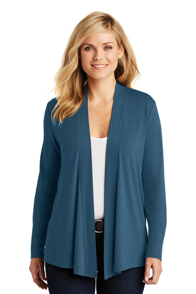Port Authority L5430 Womens Concept Long Sleeve Cardigan Sweater Dusty Blue Front