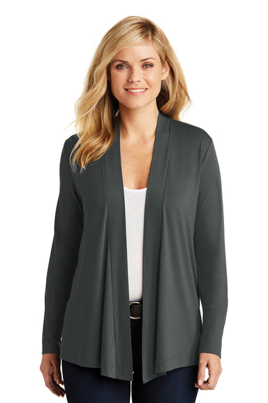 Port Authority L5430 Womens Concept Long Sleeve Cardigan Sweater Smoke Grey Front