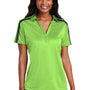 Port Authority Womens Silk Touch Performance Moisture Wicking Short Sleeve Polo Shirt - Lime Green/Steel Grey