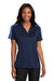 Port Authority L547 Womens Silk Touch Performance Moisture Wicking Short Sleeve Polo Shirt Navy Blue/Carolina Blue Front