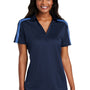 Port Authority Womens Silk Touch Performance Moisture Wicking Short Sleeve Polo Shirt - Navy Blue/Carolina Blue
